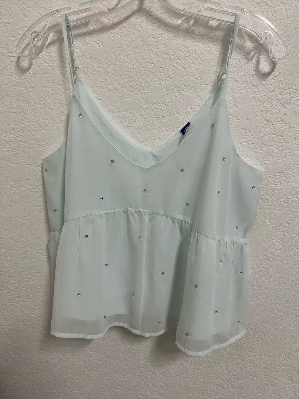 Old Navy Mint Beaded Spaghetti Strap Peplum Camisole